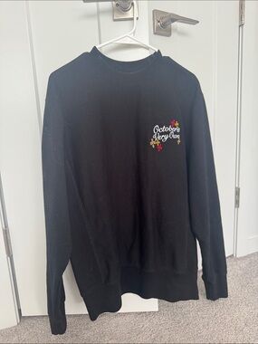 OVO Black Crewneck Sweatshirt with Floral Logo